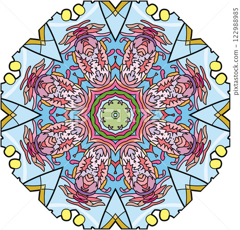 Colorful cute Mandalas. Decorative unusual round ornaments. Colorful cute Mandalas. Decorative unusual round ornaments. 122988985