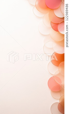 Translucent geometric circles in soft peach and pink tones on light background Translucent geometric circles in soft peach and pink tones on light background 122989486