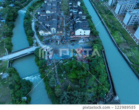 Aerial view of landscape in dujiangyan,Sichuan province,China 122989585