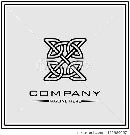 abstract logo design, black and white geometric technology icon 122989667