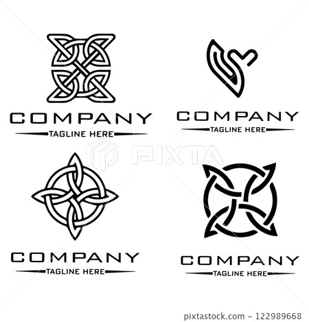 abstract logo design, black and white geometric technology icon 122989668