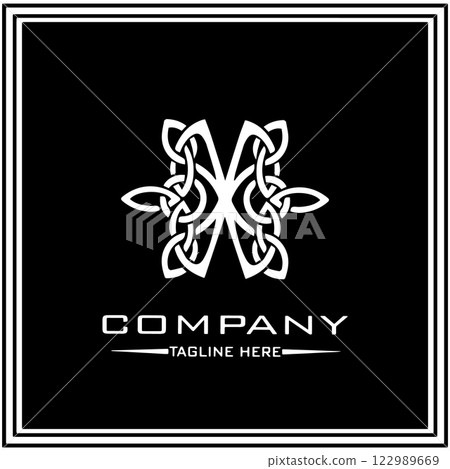 abstract logo design, black and white geometric technology icon 122989669