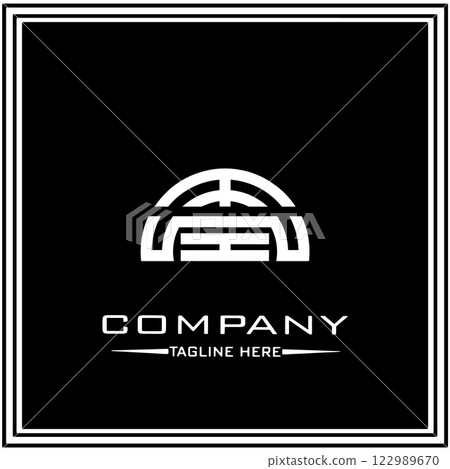 abstract logo design, black and white geometric technology icon 122989670