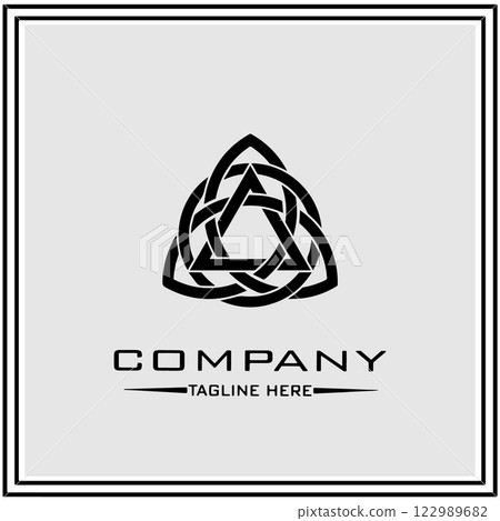 abstract logo design, black and white geometric technology icon 122989682