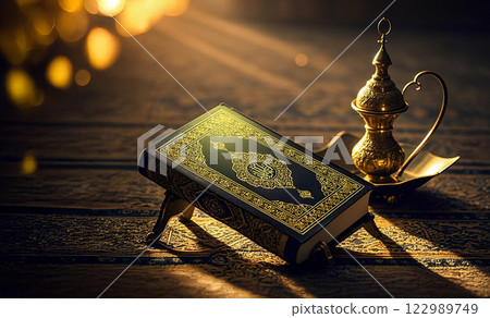 Quran book with bokeh background 122989749