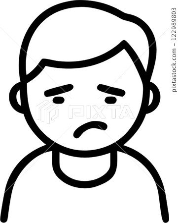Bored face man in outline icon style, emotions and expressions theme. Bored face man in outline icon style, emotions and expressions theme. 122989803
