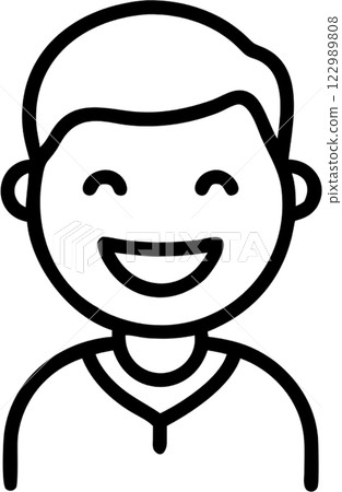 Smiling face man in outline icon style, emotions and expressions theme. Smiling face man in outline icon style, emotions and expressions theme. 122989808