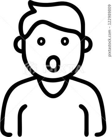 Surprised face man in outline icon style, emotions and expressions theme. 122989809