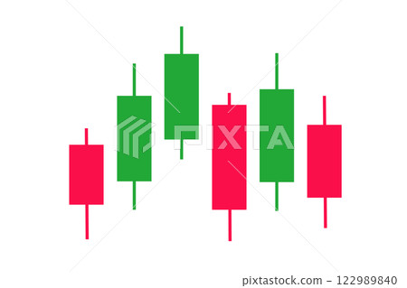 蠟燭圖圖像圖示：綠色看漲蠟燭和紅色看跌蠟燭 122989840
