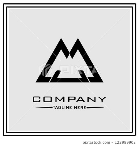 abstract logo design, black and white geometric technology icon abstract logo design, black and white geometric technology icon 122989902