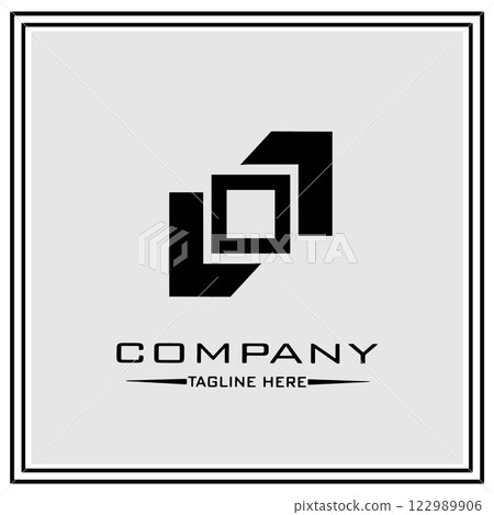 abstract logo design, black and white geometric technology icon abstract logo design, black and white geometric technology icon 122989906