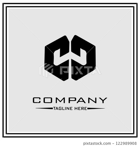 abstract logo design, black and white geometric technology icon 122989908