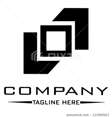 abstract logo design, black and white geometric technology icon abstract logo design, black and white geometric technology icon 122989921