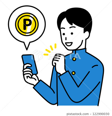 一名男學生使用智慧型手機賺取積分 122990030