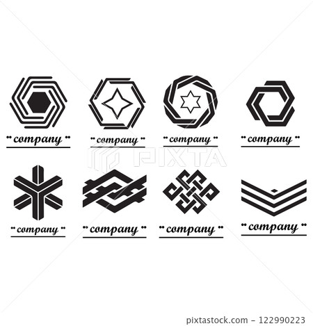 abstract logo design, black and white geometric technology icon abstract logo design, black and white geometric technology icon 122990223