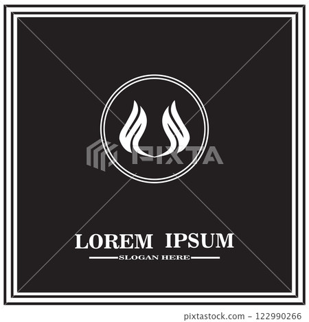 abstract logo design, black and white geometric technology icon 122990266