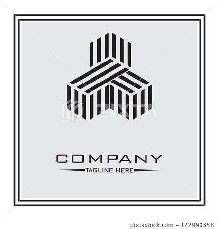 abstract logo design, black and white geometric technology icon abstract logo design, black and white geometric technology icon 122990358