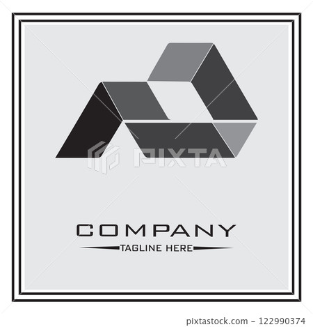 abstract logo design, black and white geometric technology icon 122990374