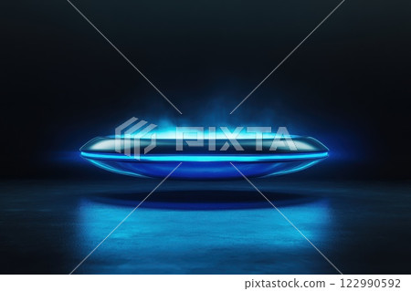 A blue object with a blue light on it 122990592