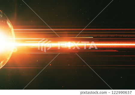 Deep Space Inspired Background with Glowing Binary Elements 122990637