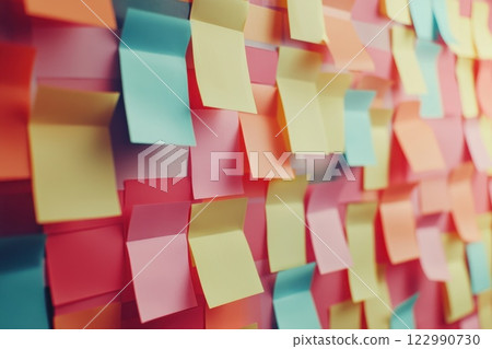 Colorful Sticky Notes in Random Arrangement for Creative Organization and Brainstorming Ideas Colorful Sticky Notes in Random Arrangement for Creative Organization and Brainstorming Ideas 122990730