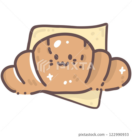 croissant doodle cartoon hand drawing 122990933