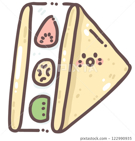 Japanese Fruit Sando (Fruit Sandwich) doodle cartoon hand drawing 122990935