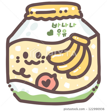 Banana milk doodle cartoon hand drawing 122990936