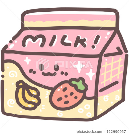 Banana and strawberry milk doodle cartoon hand drawing Banana and strawberry milk doodle cartoon hand drawing 122990937