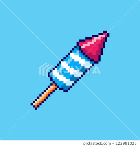 Pixel art American Celebration Firework game asset design 122991025