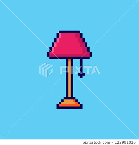 Pixel art Floor Lamp game asset design 122991026