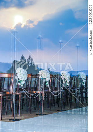 View of the wedding chapel through the glass 122991092