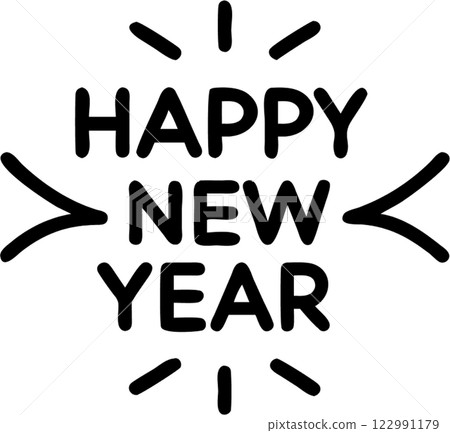 Happy new year in outline icon style, events and Festivals theme. 122991179