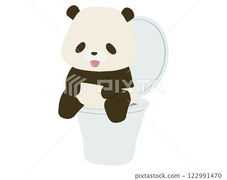 坐在馬桶上的微笑熊貓 122991470