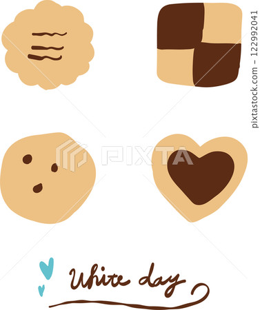 Hand-drawn simple cookie illustration set for White Day 122992041