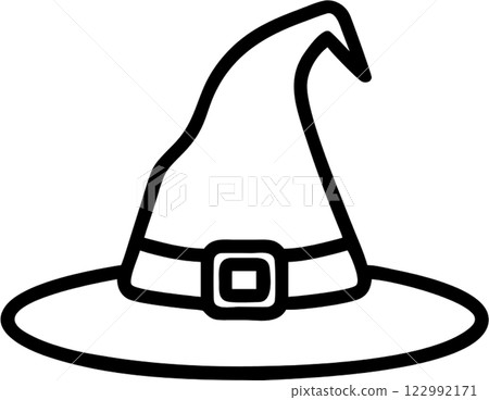 Witch hat in outline icon style, halloween theme. Witch hat in outline icon style, halloween theme. 122992171