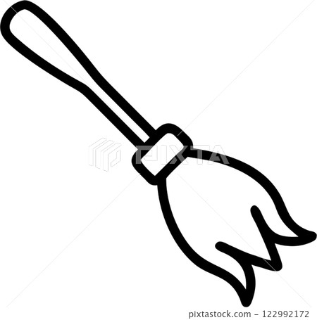 Witch's broom in outline icon style, halloween theme. Witch's broom in outline icon style, halloween theme. 122992172
