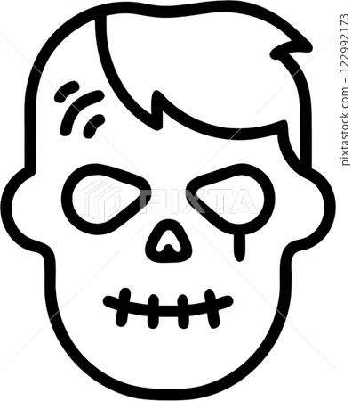 Zombie in outline icon style, halloween theme. Zombie in outline icon style, halloween theme. 122992173