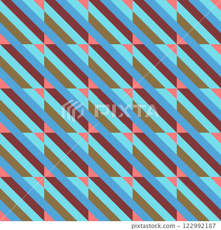 Diagonal stripes and triangles seamless pattern. Colorful geometric print stock vector. Retro colored mosaic design. Diagonal stripes and triangles seamless pattern. Colorful geometric print stock vector. Retro colored mosaic design. 122992187