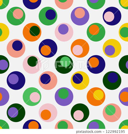 Vector geometric colorful circles seamless pattern. Vintage abstract stylized background. 122992195