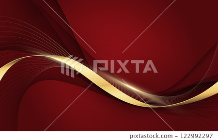 Abstract gold lines wave curve luxury on red background vector Abstract gold lines wave curve luxury on red background vector 122992297