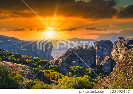 The majestic Meteora monasteries standing on the cliffs, a World Heritage Site 122992407
