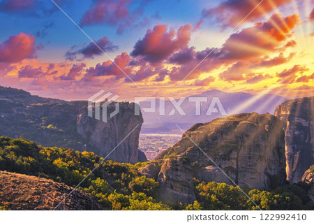 The majestic Meteora monasteries standing on the cliffs, a World Heritage Site 122992410
