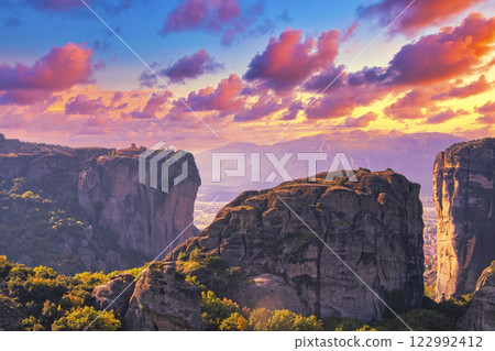 The majestic Meteora monasteries standing on the cliffs, a World Heritage Site 122992412