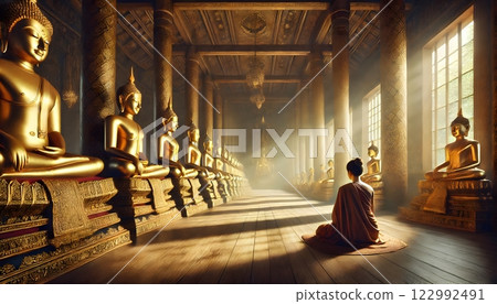Vesak meditation and temples 122992491