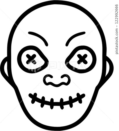 Creepy face in outline icon style, halloween theme. Creepy face in outline icon style, halloween theme. 122992666