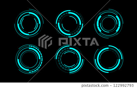 Set of sci fi blue circle user interface elements technology futuristic design modern creative on black background vector Set of sci fi blue circle user interface elements technology futuristic design modern creative on black background vector 122992793
