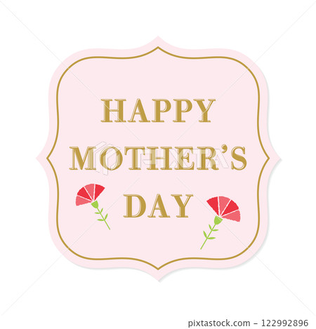 母親節字母與紅色康乃馨和粉紅色的經典框架 122992896