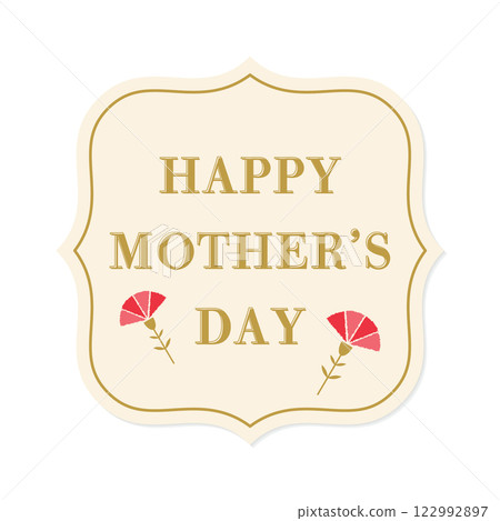 Mother's Day lettering with red carnations and pink classic frame 122992897