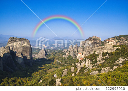 The majestic Meteora monasteries standing on the cliffs, a World Heritage Site 122992910
